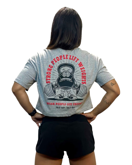 Crop T-Shirt Oversize STRONG PEOPLE | Light Grey