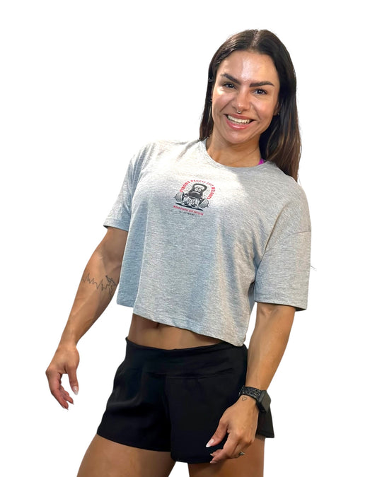 Crop T-Shirt Oversize STRONG PEOPLE | Light Grey