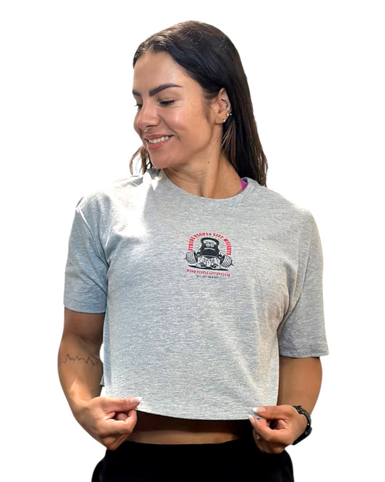 Crop T-Shirt Oversize STRONG PEOPLE | Light Grey