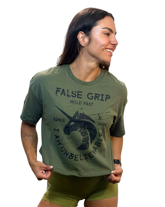 Crop T-Shirt Oversize UNICORN | Military Green