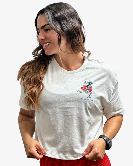 Oversize Crop T-Shirt FOREVER GAINS | Antique White