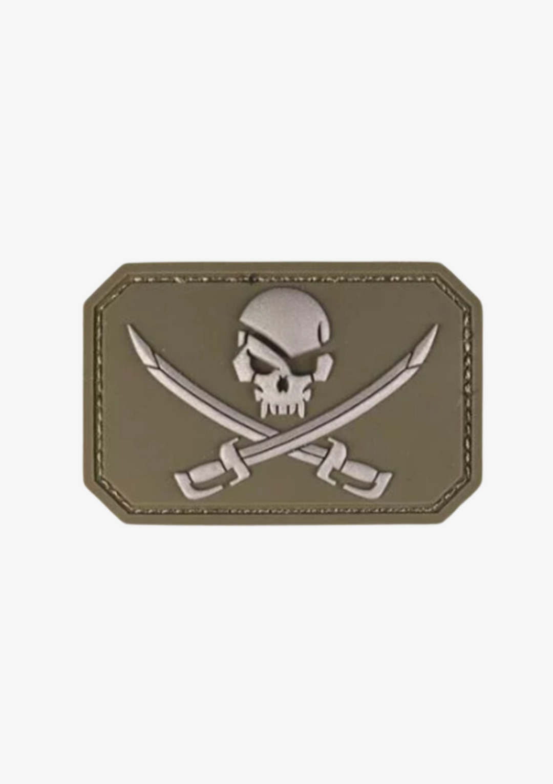 PARCHE PVC Calaveras Piratas y Espadas Verde Oliva