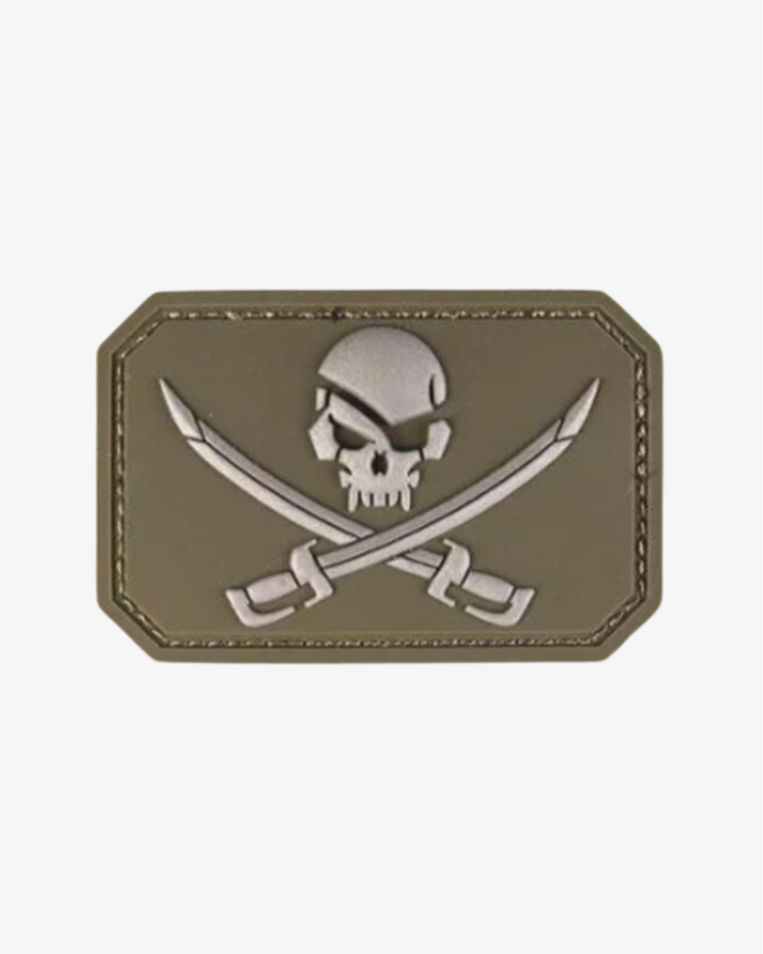 Pirate Skulls & Swords PVC PATCH | Olive Green