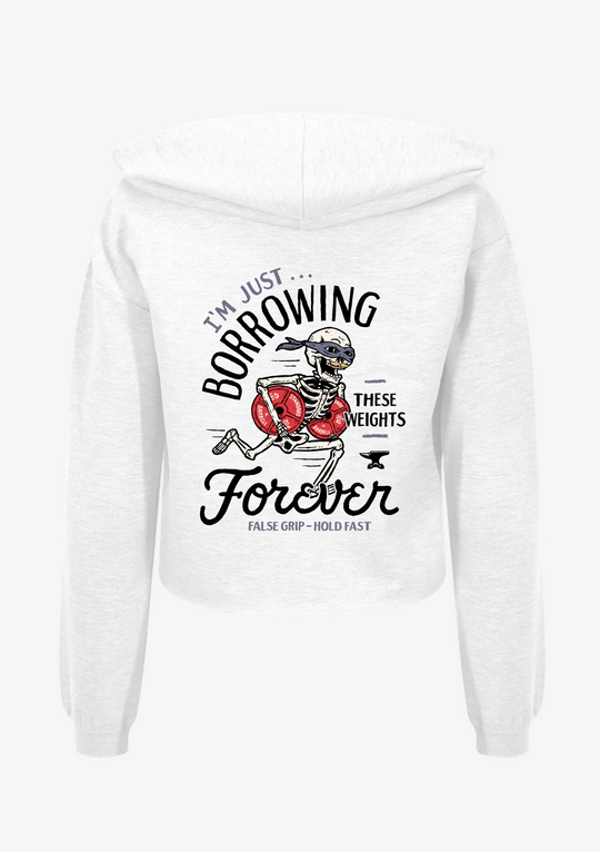 CROP HOODIE oversize "Borrowed Gains" – Arctic White