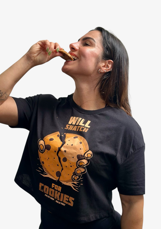 Oversize Crop T-Shirt SNATCH FOR COOKIES – Preto