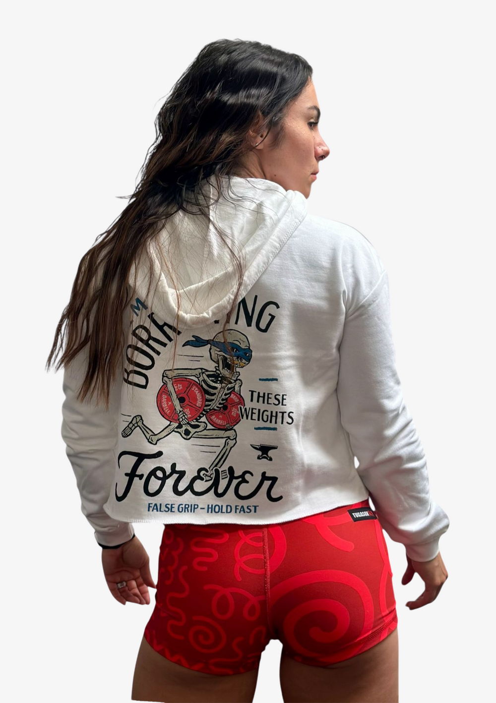 CROP HOODIE oversize "Borrowed Gains" – Arctic White