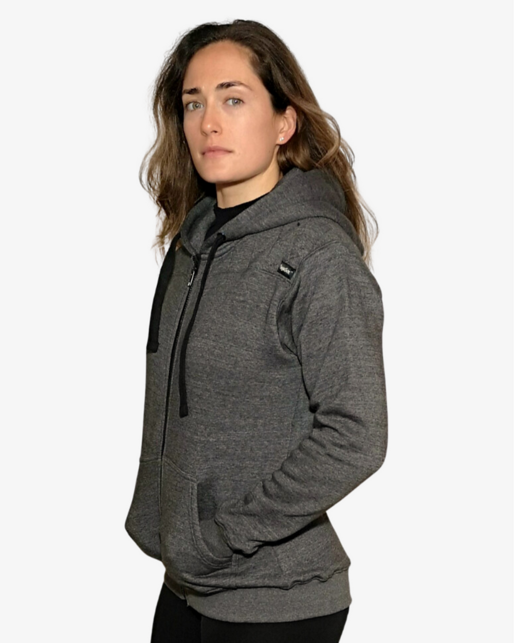 STORM GREY ZIP HOODIE FEMININO LATERAL