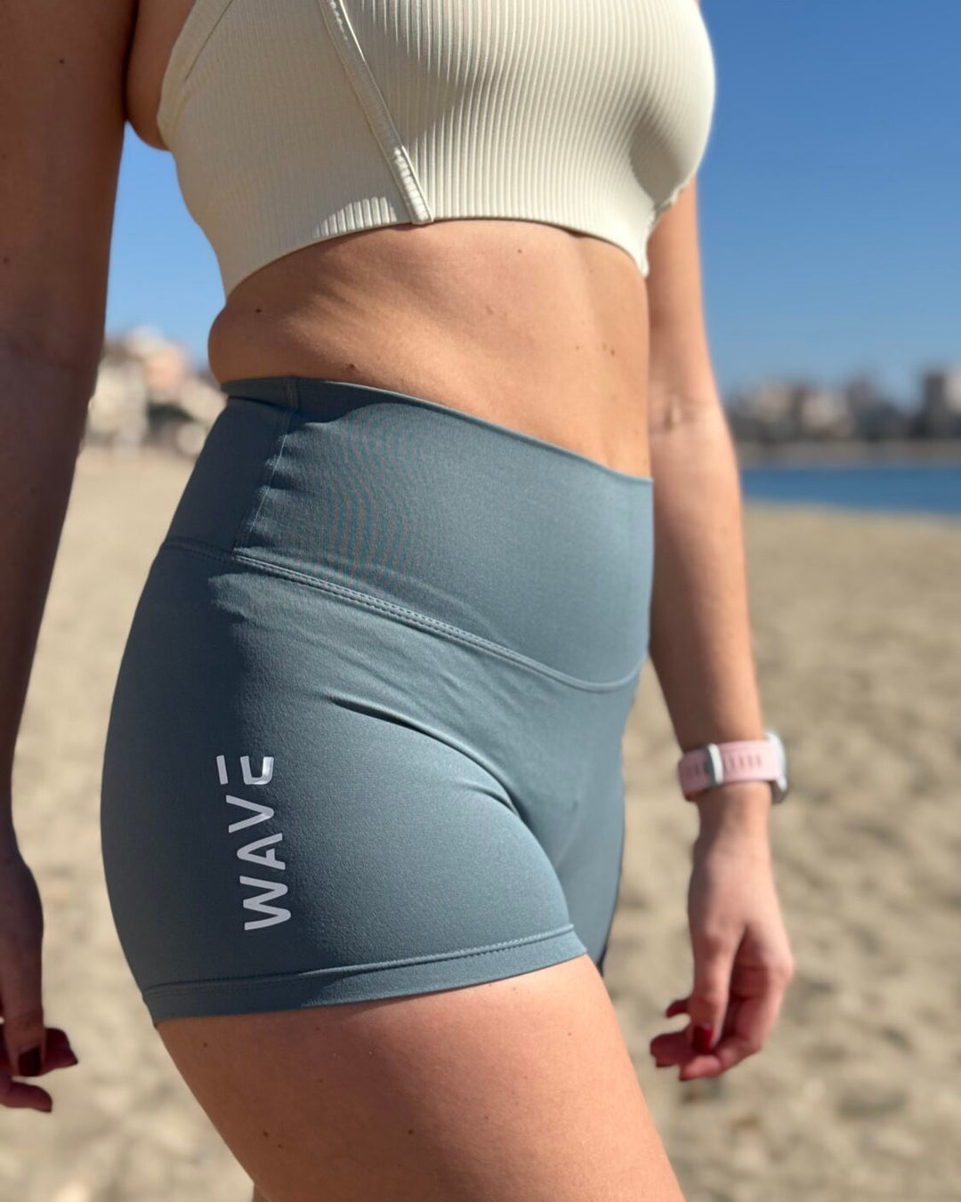 calções femininos Wave Fitness Cinza calro