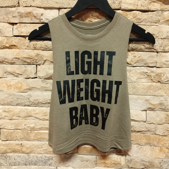 LightWeight Baby!! - Crop Tank Olive Green
