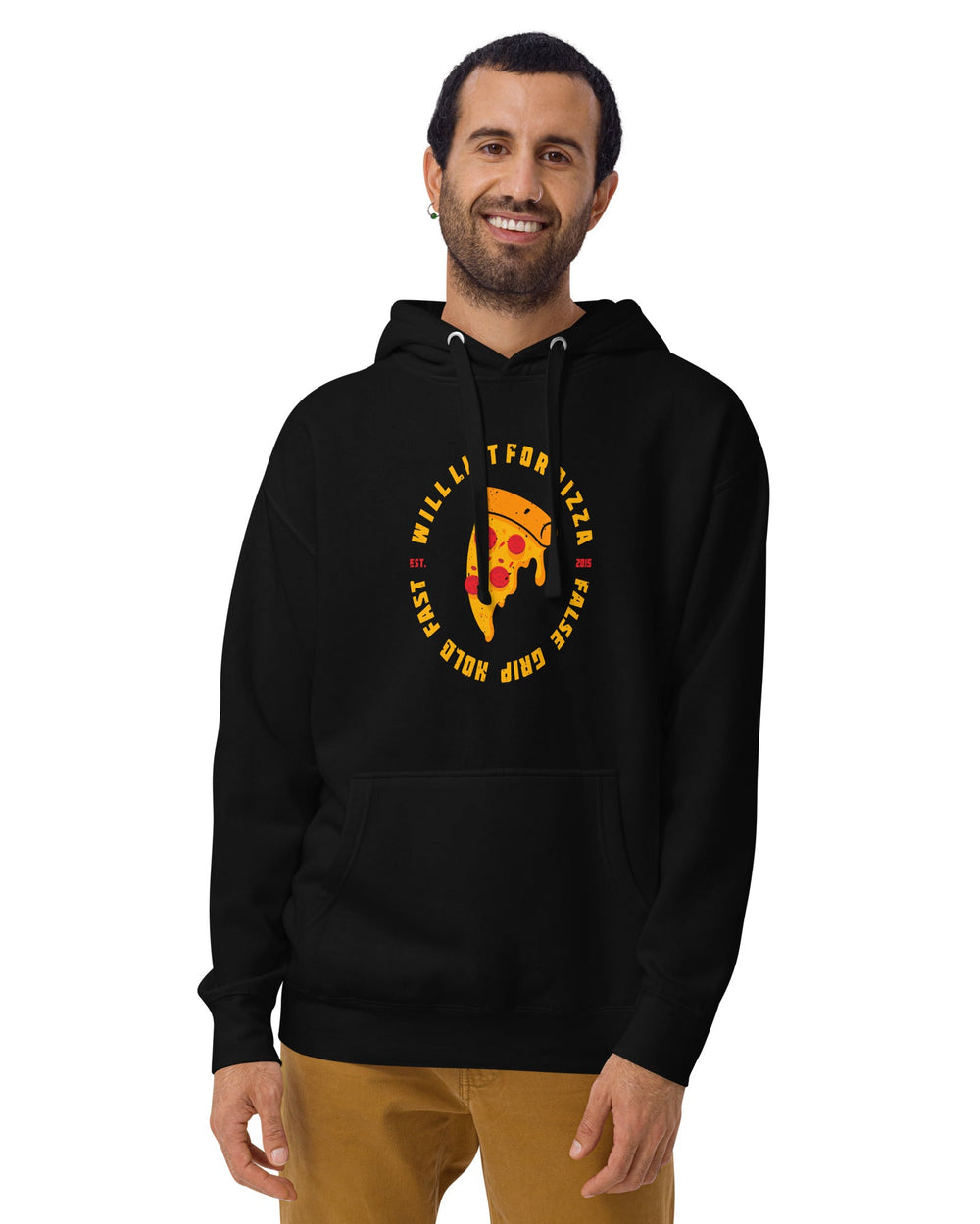 WILL LIFT FOR PIZZA HOODIE BLACK FRENTE 1