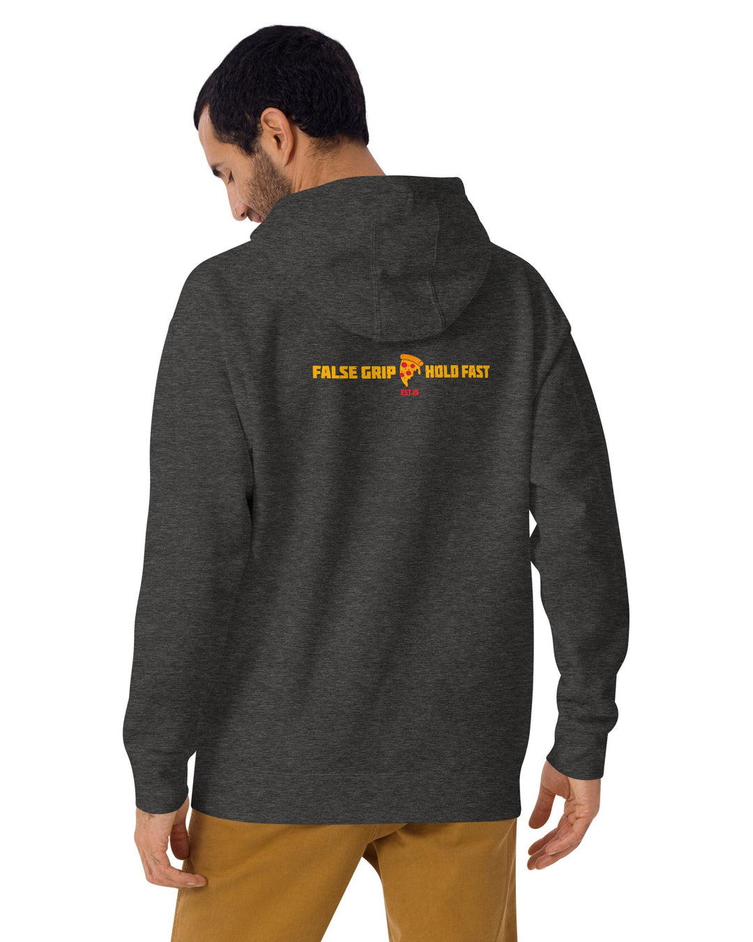 WILL LIFT FOR PIZZA HOODIE CHARCOAL FRENTE