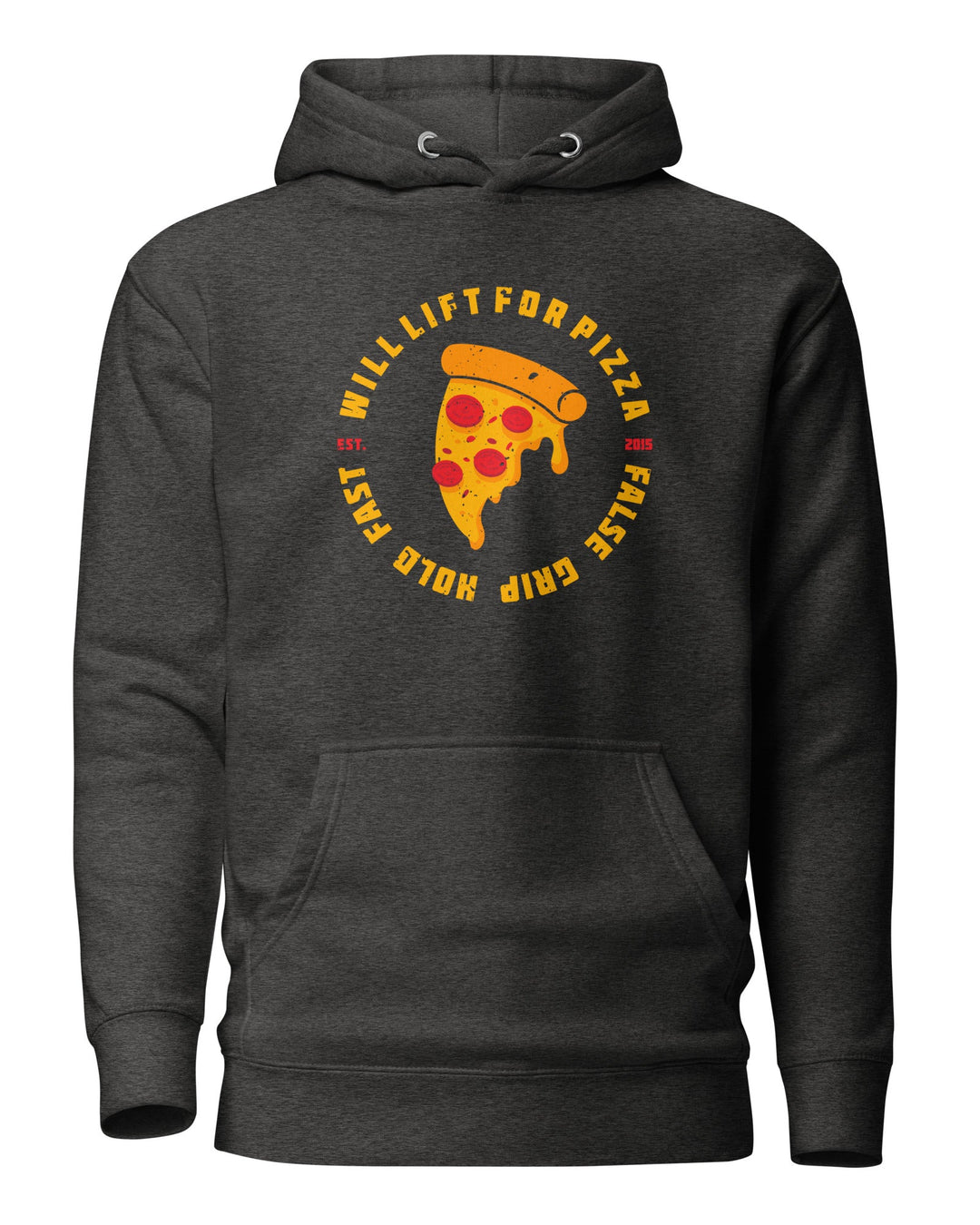 WILL LIFT FOR PIZZA HOODIE CHARCOAL FRENTE