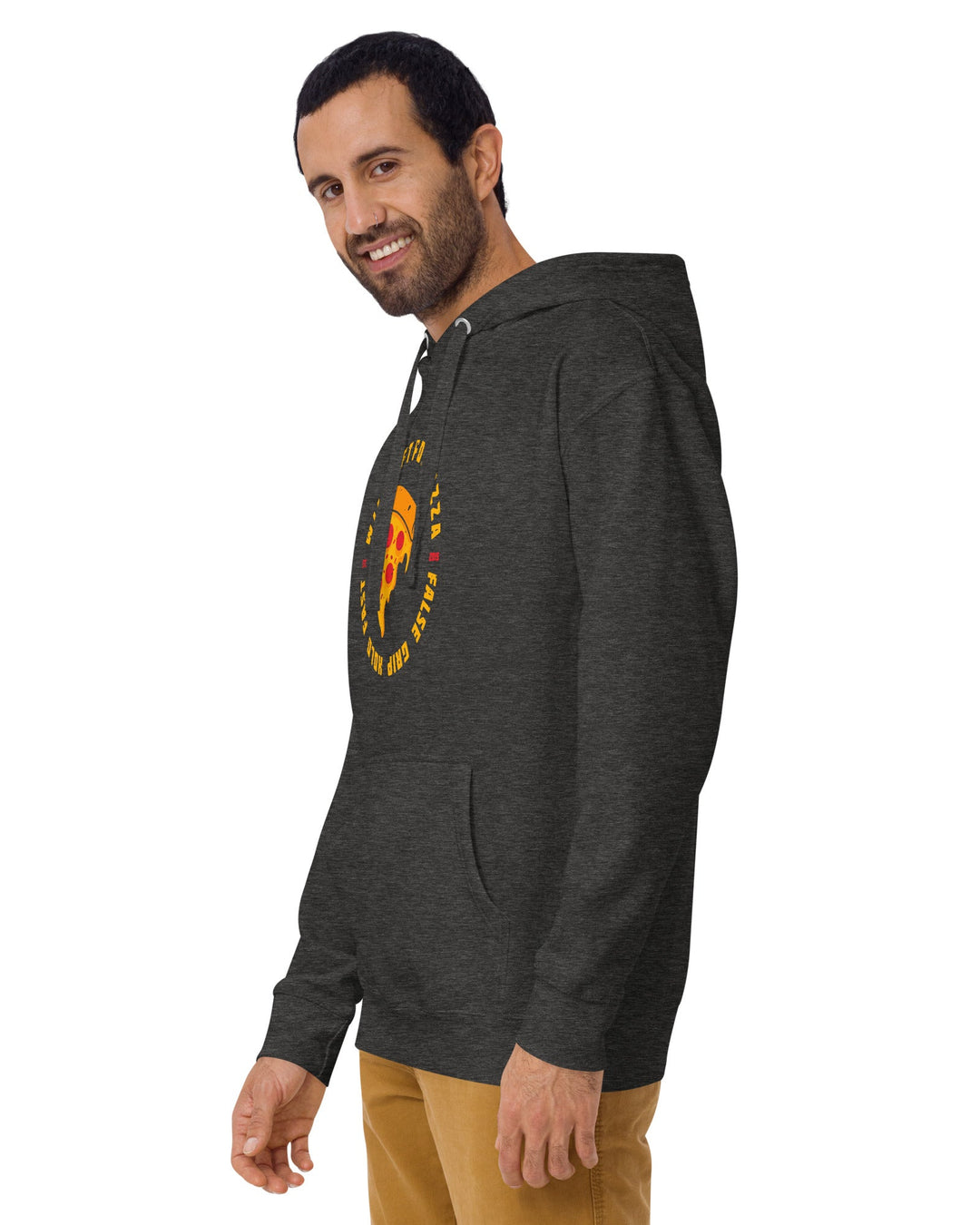 WILL LIFT FOR PIZZA HOODIE CHARCOAL FRENTE ESQ