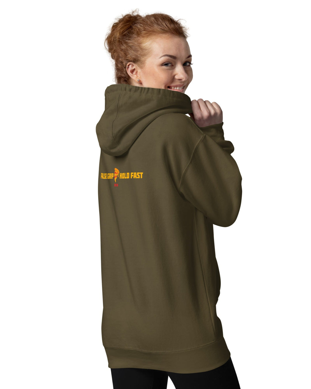 WILL LIFT FOR PIZZA HOODIE MILITAR  FRENTE LATERAL