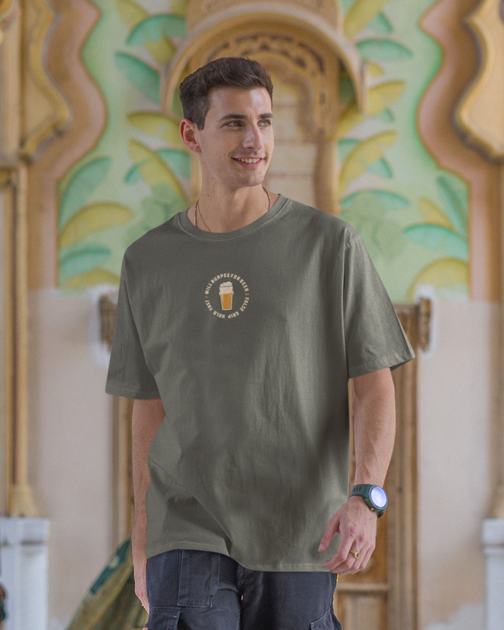 T-shirt Oversize WILL BURPEE FOR BEER – OLIVE | False Grip x TugaSox