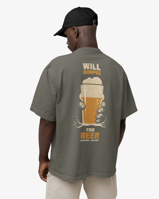 T-shirt Oversize WILL BURPEE FOR BEER – OLIVE | False Grip x TugaSox