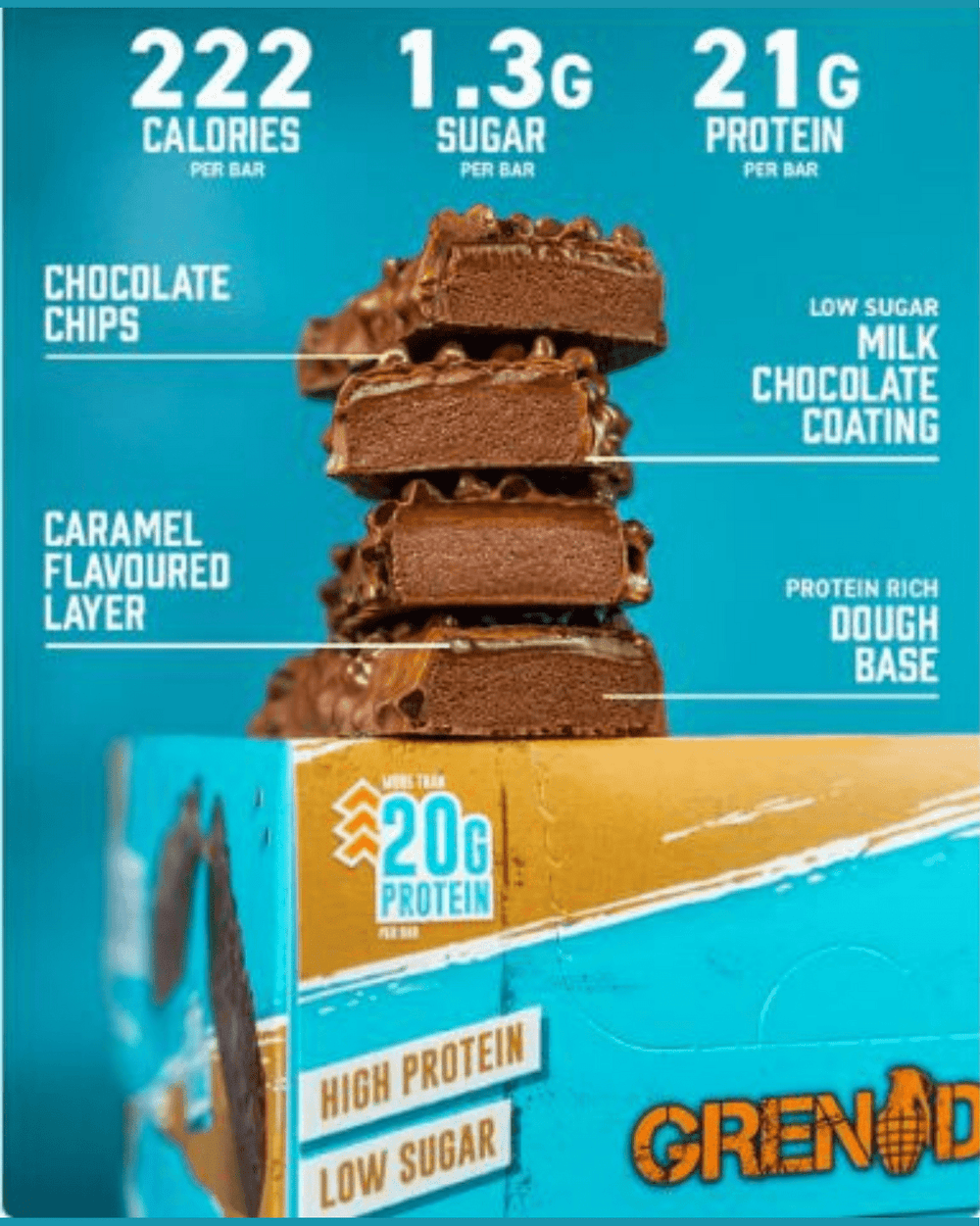 Barra Proteica Grenade - 60g - Chocolate Chip Salted Caramel - TugaSox Fitness Store