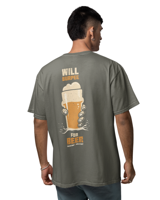 T-shirt Oversize WILL BURPEE FOR BEER – OLIVE | False Grip x TugaSox