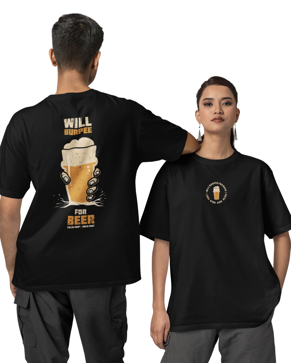 T-shirt Oversize WILL BURPEE FOR BEER – BLACK | False Grip x TugaSox