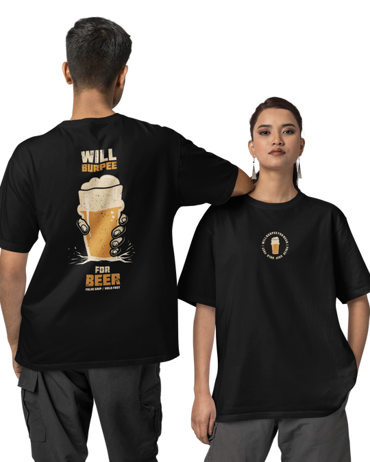 T-shirt Oversize WILL BURPEE FOR BEER – BLACK | False Grip x TugaSox