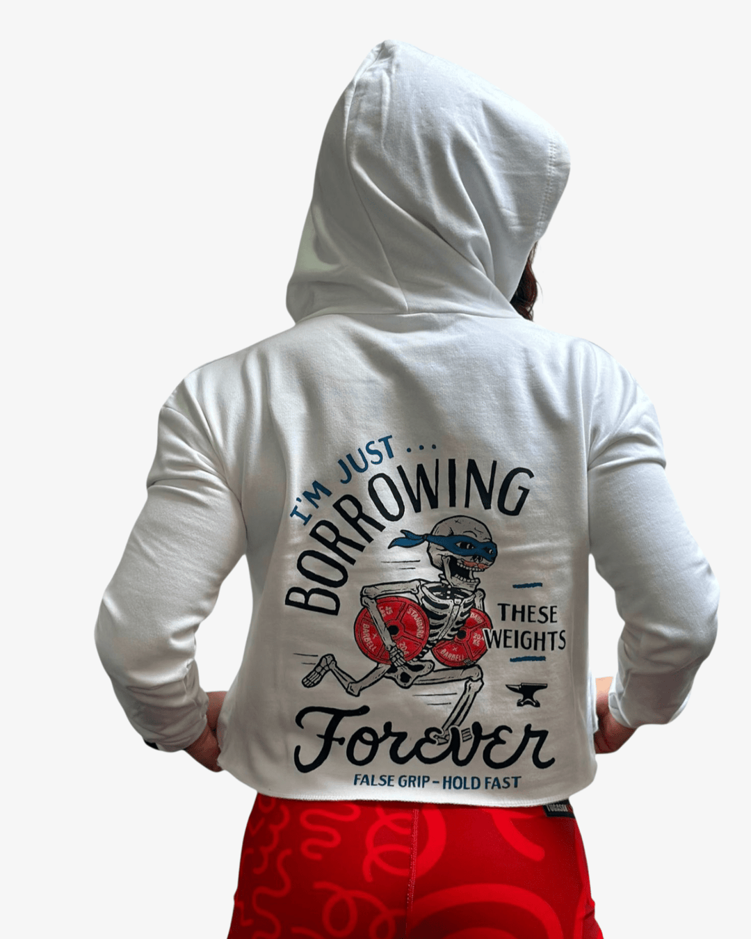 Crop hoodie Forever Gains | Arctic White - TugaSox Fitness Store