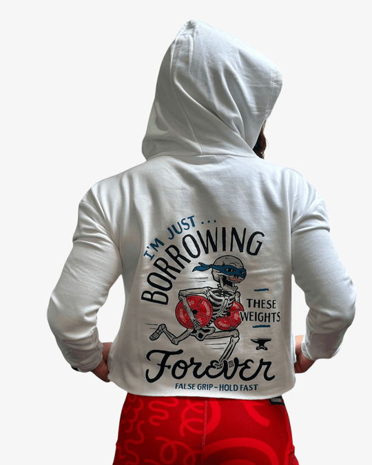 Crop hoodie Forever Gains | Arctic White - TugaSox Fitness Store