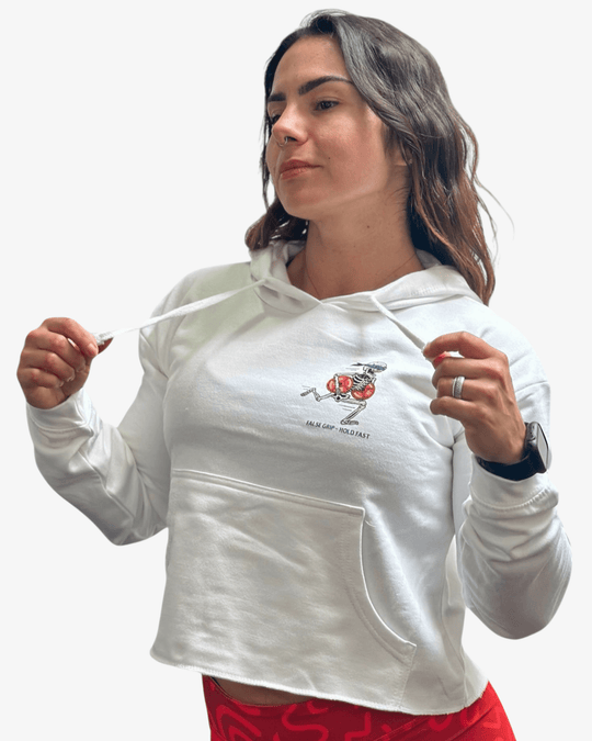 Crop hoodie Forever Gains | Arctic White - TugaSox Fitness Store