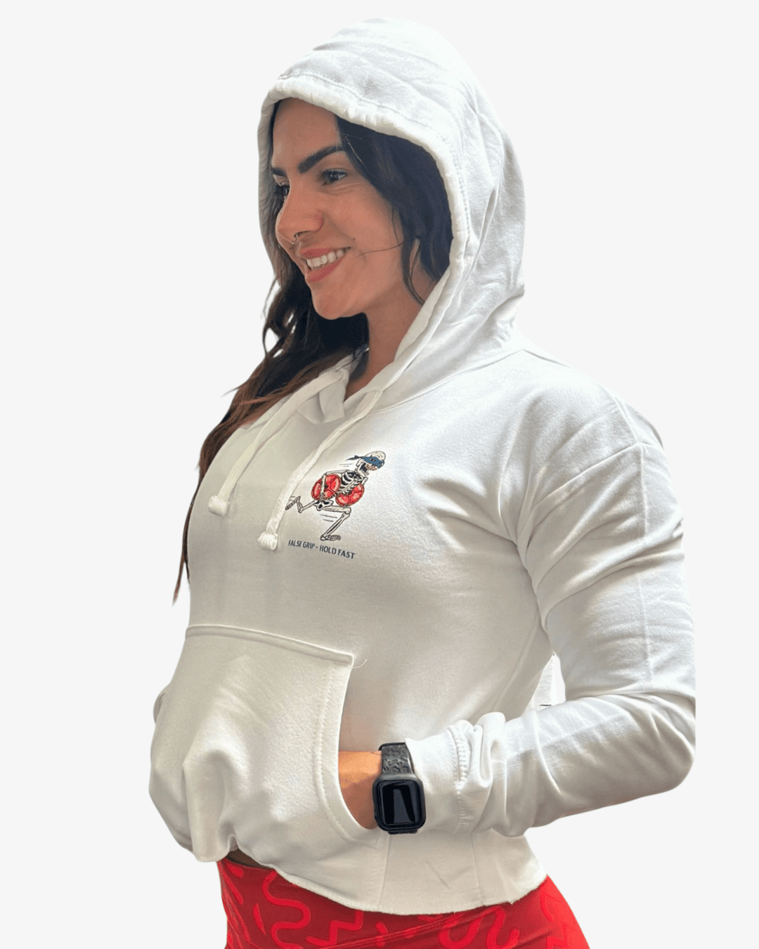 Crop hoodie Forever Gains | Arctic White - TugaSox Fitness Store