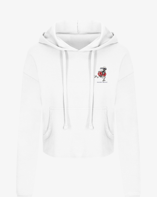 Crop hoodie Forever Gains | Arctic White - TugaSox Fitness Store