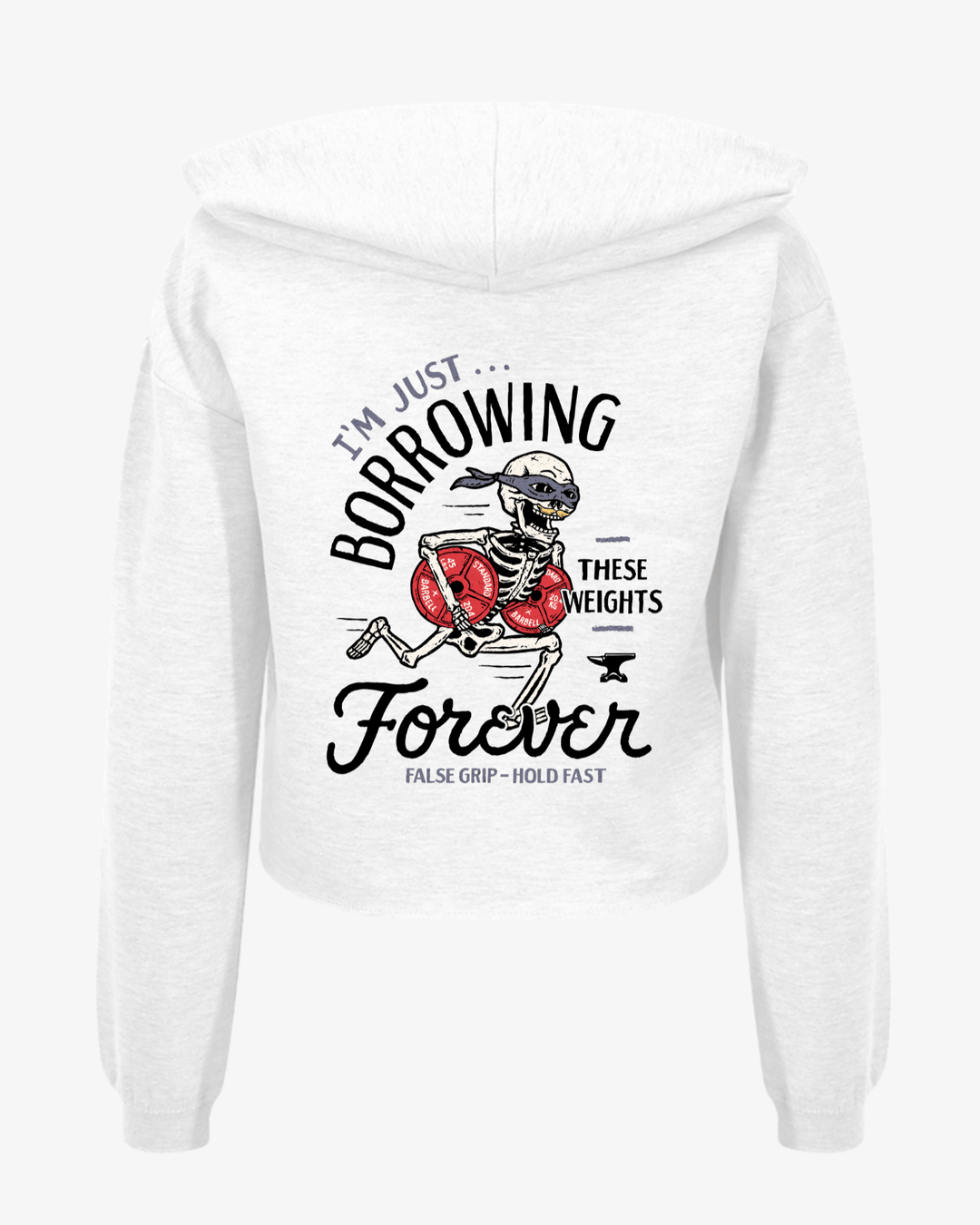 Crop hoodie Forever Gains | Arctic White - TugaSox Fitness Store