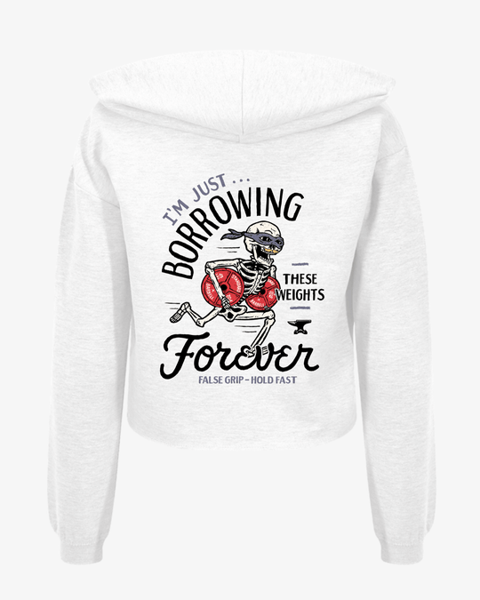 Crop hoodie Forever Gains | Arctic White - TugaSox Fitness Store