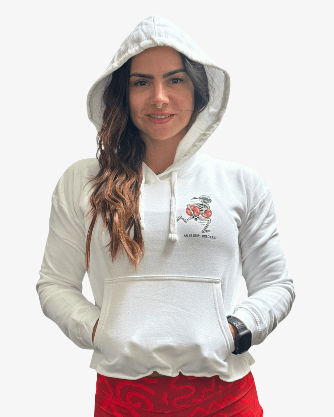 Crop hoodie Forever Gains | Arctic White - TugaSox Fitness Store