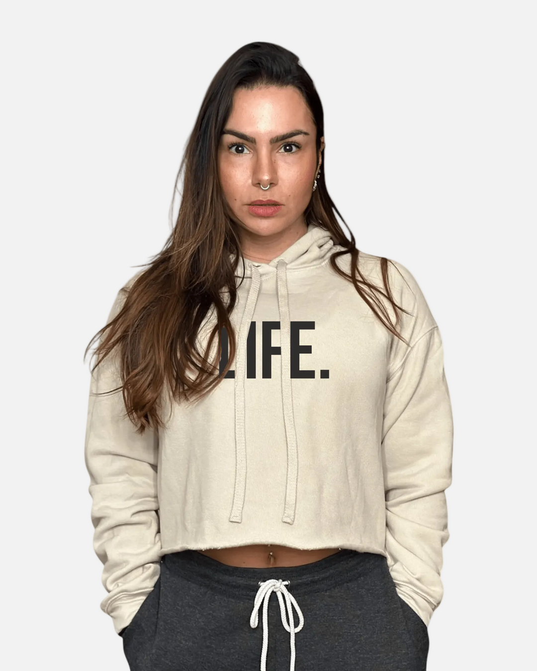 Crop Hoodie Move Easy - LIFE. - TugaSox Fitness Store