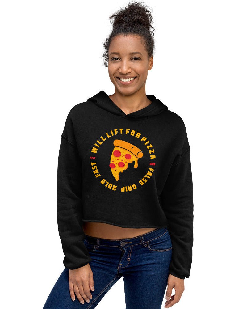 Crop Hoodie "Will Lift for Pizza" - TugaSox Fitness Store
