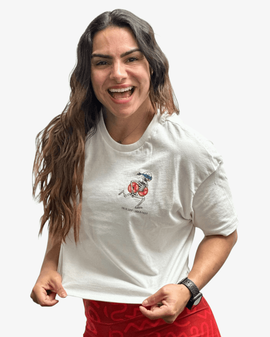 Crop T-Shirt Oversize FOREVER GAINS | Antique White - TugaSox Fitness Store