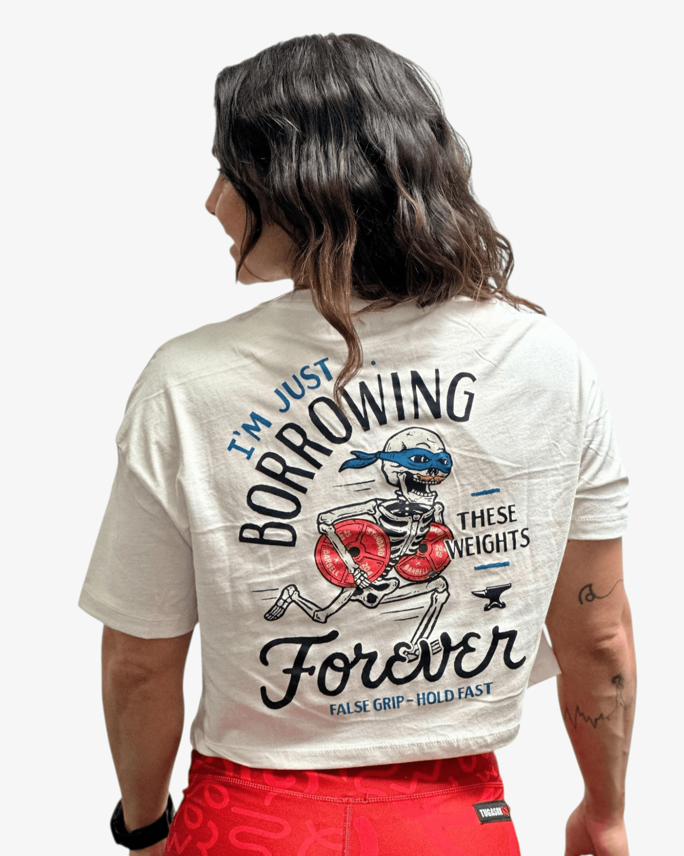 Crop T-Shirt Oversize FOREVER GAINS | Antique White - TugaSox Fitness Store