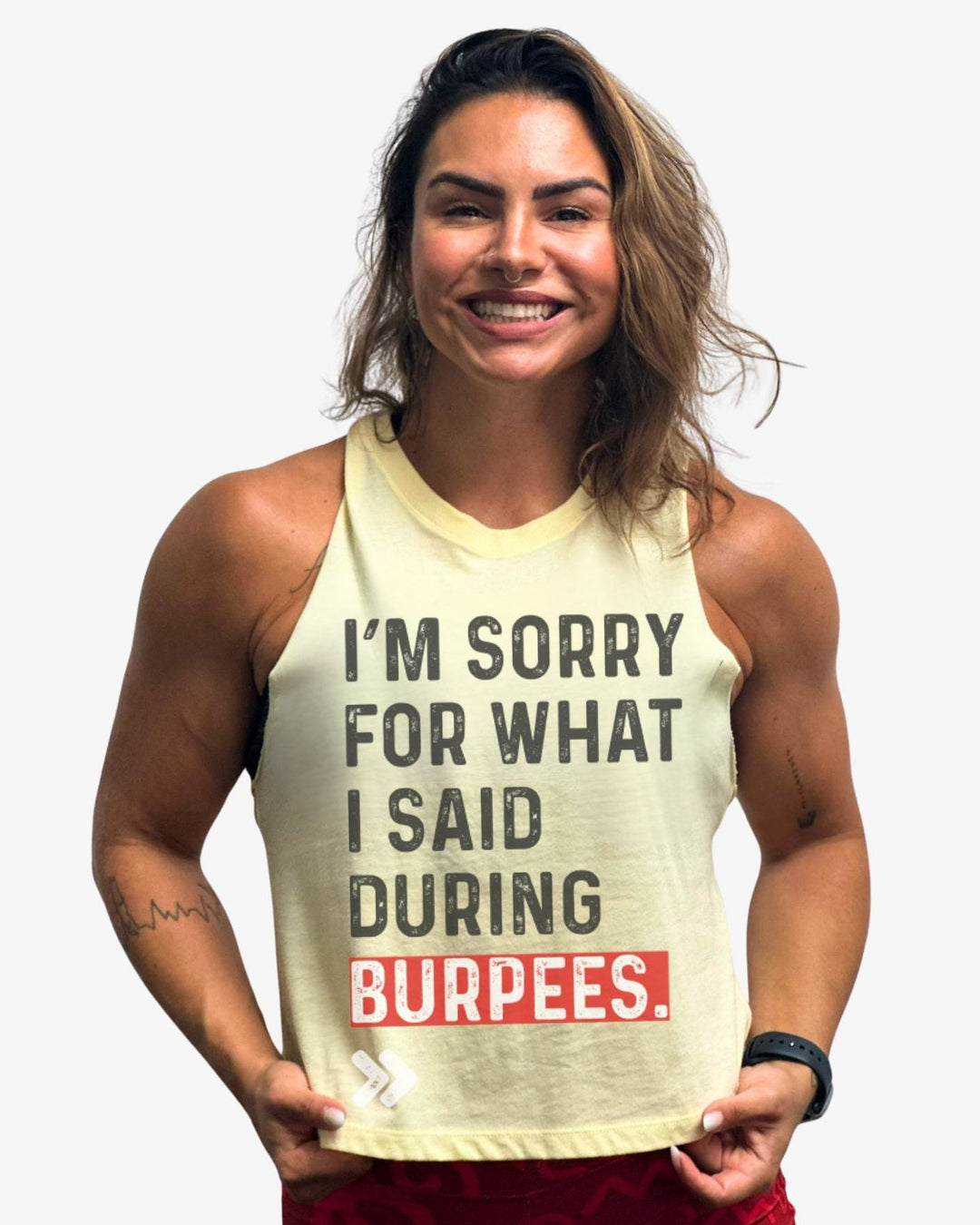 Crop Tank BURPEES SUCK | Vanilla - TugaSox Fitness Store