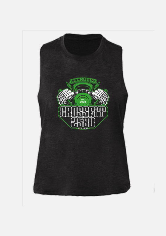 CROP TANK - CrossFit 2580 (Alenquer) - Black / Grey - TugaSox Fitness Store