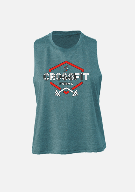 CROP TANK - CrossFit Fátima - Black / Grey / Teal - TugaSox Fitness Store