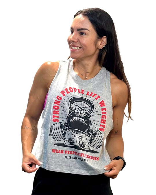 Crop Tank STRONG PEOPLE | Light Grey - TugaSox Fitness Store