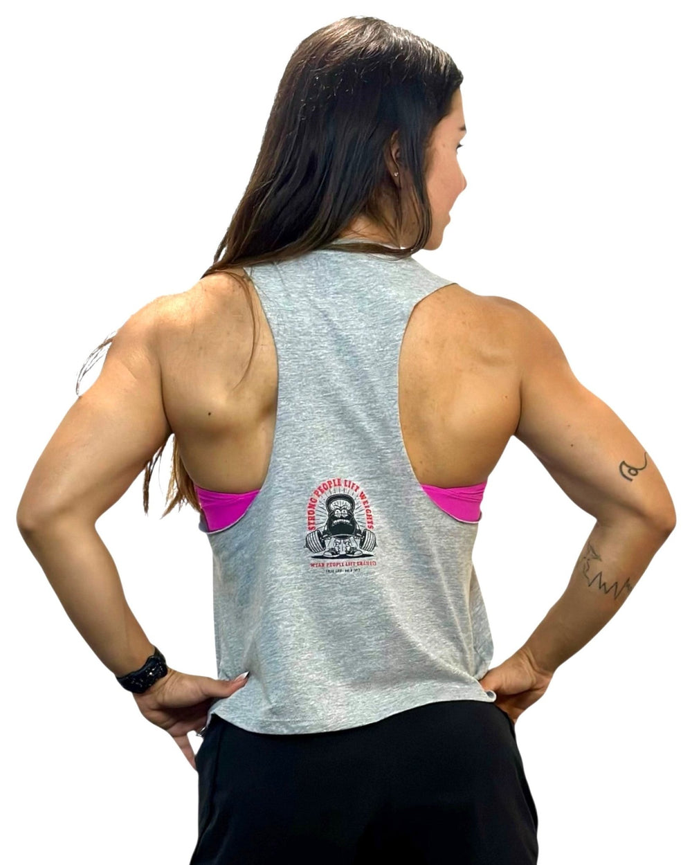 Crop Tank STRONG PEOPLE | Light Grey - TugaSox Fitness Store