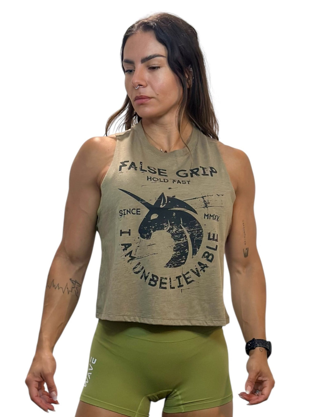 Crop Tank UNICORN | Olive Green - TugaSox Fitness Store