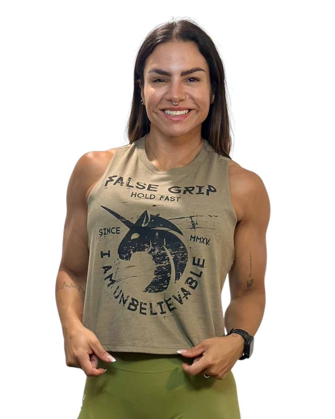 Crop Tank UNICORN | Olive Green - TugaSox Fitness Store