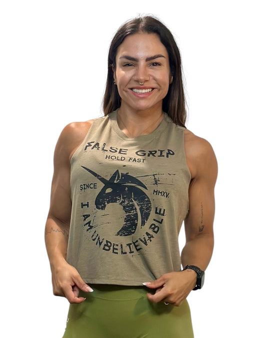 Crop Tank UNICORN | Olive Green - TugaSox Fitness Store