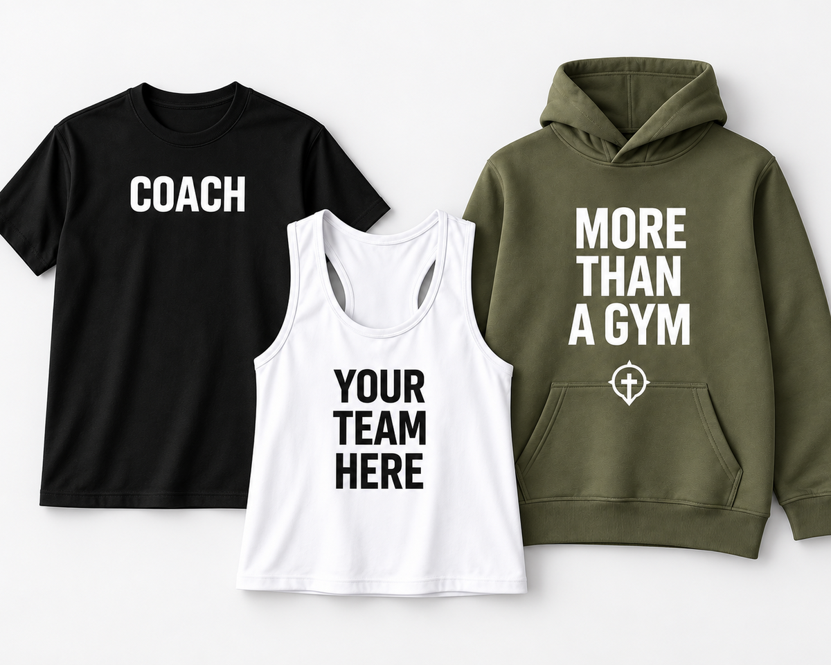 imagem de hoodie, t-shirt e top tank com exemplos de personalização