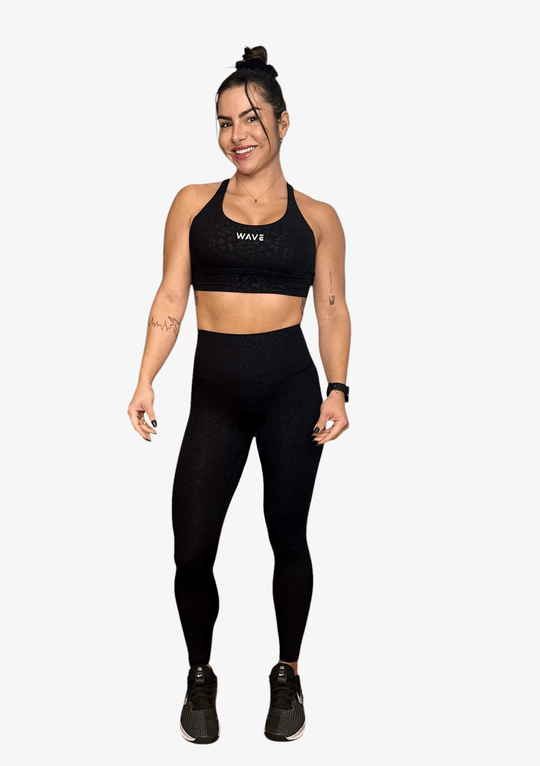 Leggings Wave Fitness - Black Leopard - TugaSox Fitness Store