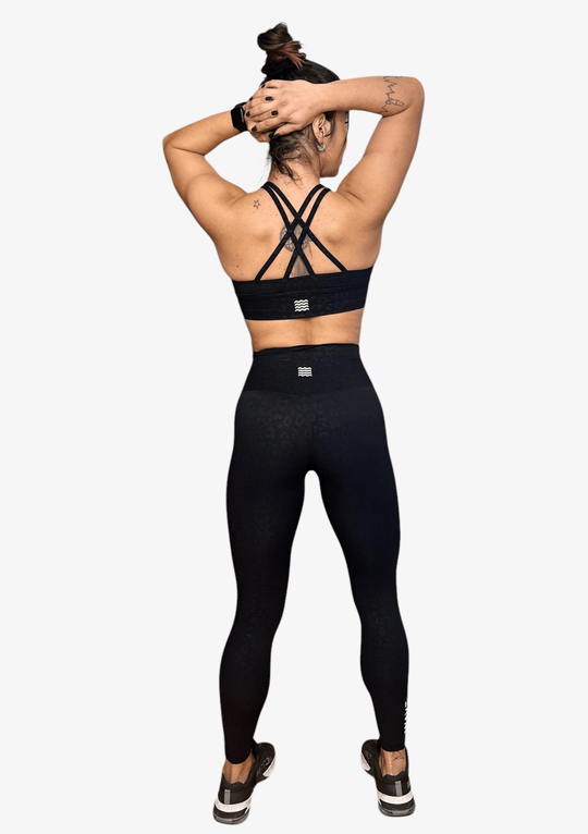 Leggings Wave Fitness - Black Leopard - TugaSox Fitness Store