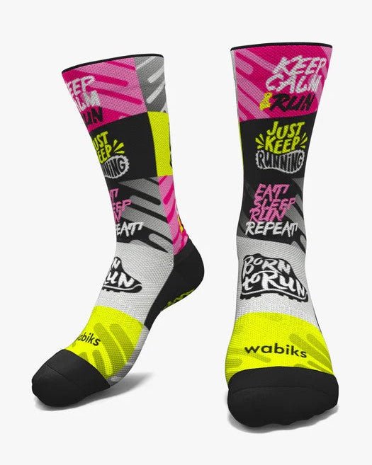 Meias Desportivas BORN TO RUN | Fluor - TugaSox Fitness Store