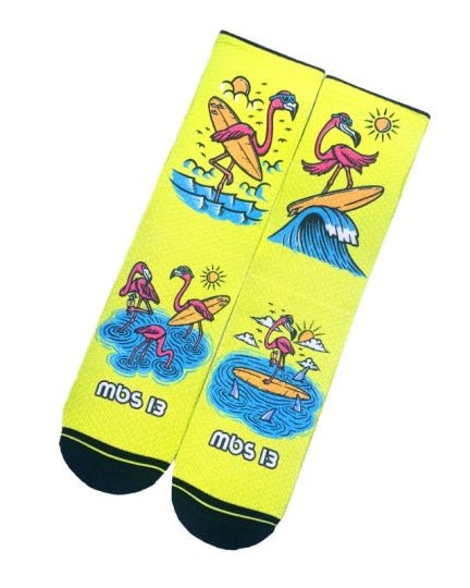 Meias Desportivas FLAMINGOS | Amarelo - TugaSox Fitness Store
