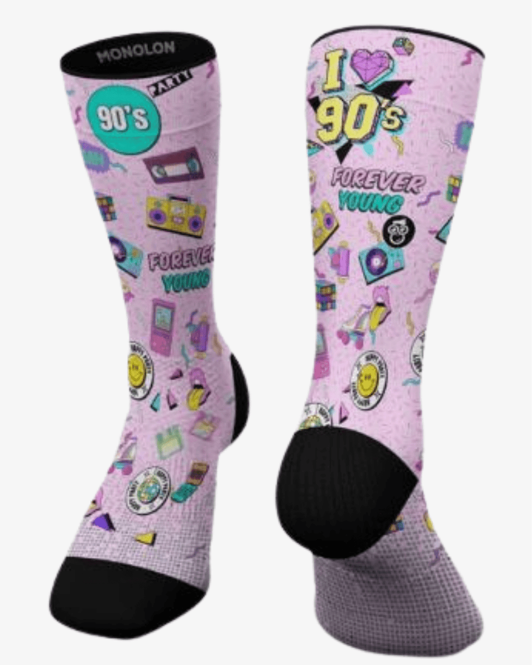 Meias desportivas I LOVE 90'S | Pink - TugaSox Fitness Store